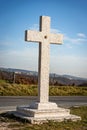 Christian Cross made of marble in Lessinia Plateau Veneto Italy Royalty Free Stock Photo